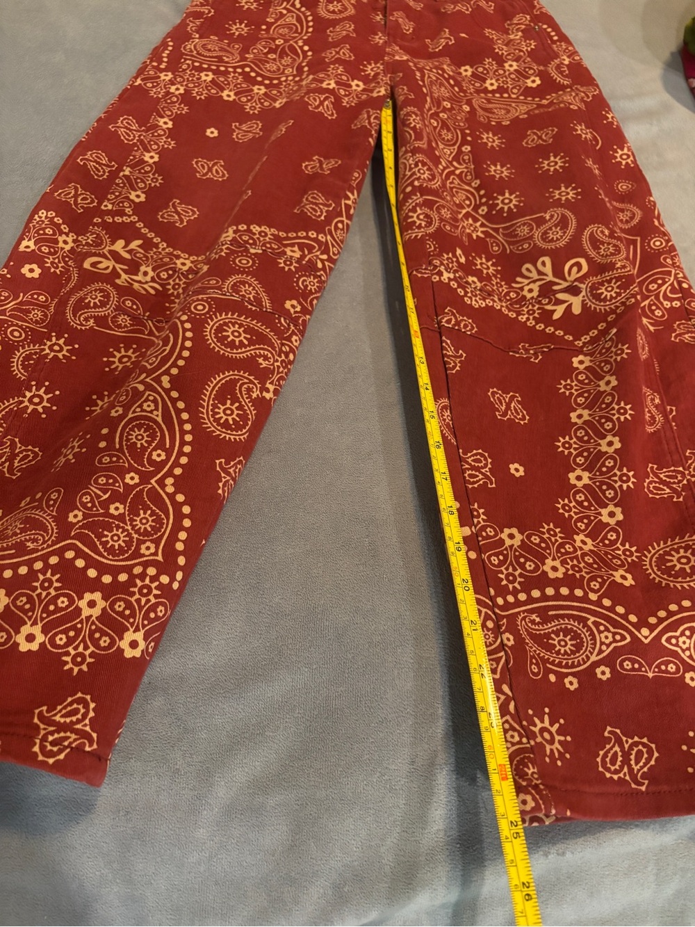 High-Rise Barrel fit Paisley Pants - Red - Picture 6 of 15